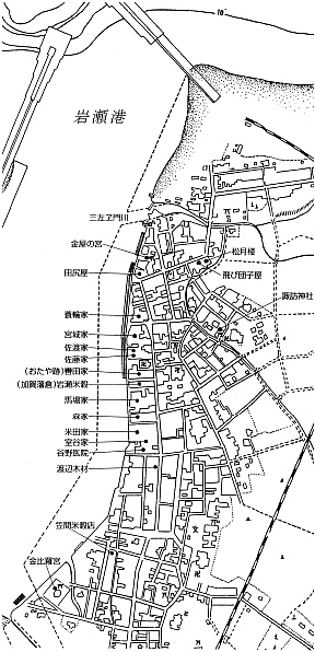 神通川河口、東岩瀬町。大正十五年東岩瀬町要覧より