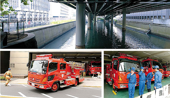 不燃都市丸の内では、消防車も火災というより、交通事故などで救急車とともに出動することが多い。