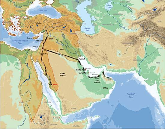 トルコはジェイハン川とセイハン川の水をパイプラインで引いて、アラブ諸国に提供しようとした。その名もピース・パイプライン（黒破線）。