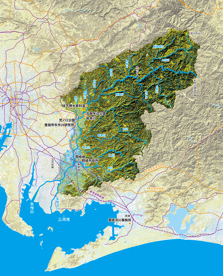 矢作川流域の地図