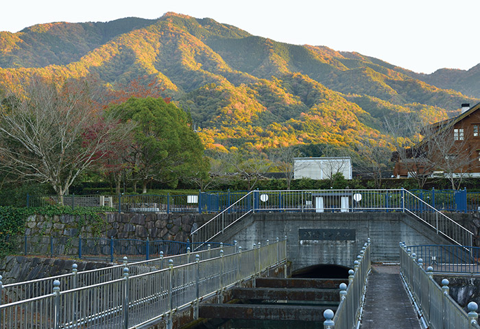 吉野川の水がトンネルを通って香川県側に初めて現れる香川用水の「東西分水工」。雨の少ない香川県を支える重要な水はここから配水される