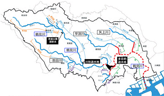 鶴見川流域の主な治水施設