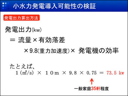 小水力発電導入可能性の検証