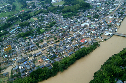 最も甚大な被害を被った「さつま町虎居地区」浸水状況