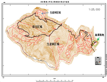 東京農業大学奥多摩演習林の平面区域図