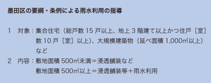 墨田区の要綱・条例による雨水利用の指導