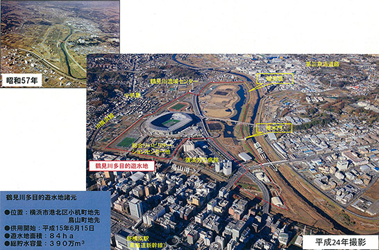 上空から見た鶴見川多目的遊水地