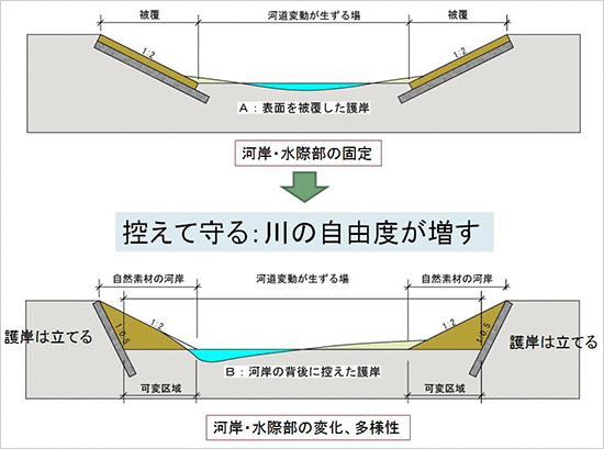 川の自由度を増す「控えて守る」発想