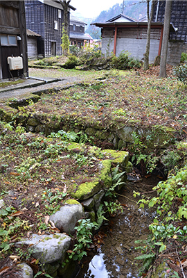 敷地内を流れる山岸家の専用水路