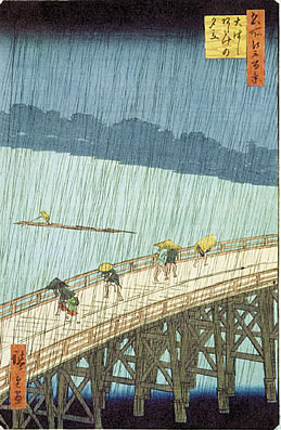 歌川広重の浮世絵「大橋のあたけの夕立」