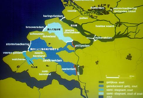 1953年の大水害を機に実施されたデルタプランによって、オランダの川の河口は堰によってふさがれた。