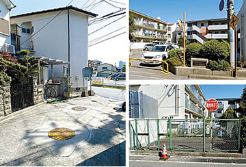 古い住宅街の場合は、防火水槽は公有地である道路の地下につくられていた。大きな建築物の場合は、設置が義務づけられているので、駐車場の一角や金網で囲まれた専用のスペースが設けられていた。