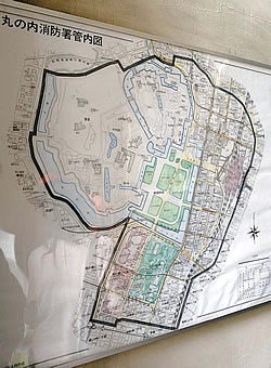 丸の内消防署の管轄館内には、地図上では皇居も囲まれているが、皇居の初期消火については皇宮警察本部が担っている。