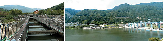 香川用水の取水口の1.8km下流にある池田ダム（徳島県）。