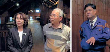 左：史料館研究員の後藤公子さんと渡辺則雄さん 右：広報の太田 高司さん