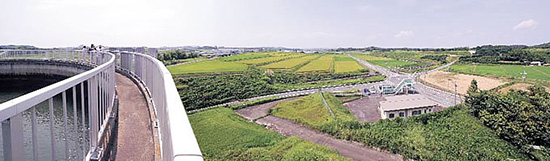 半田揚水機場のタンクの上から