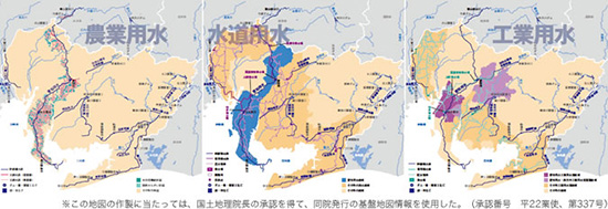 農業用水マップ　水道事業マップ　工業用水道事業マップ