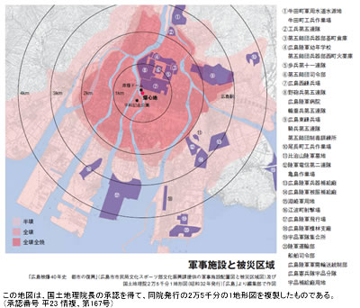 軍事施設と被災区域