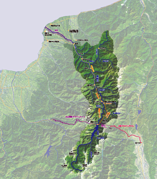 黒部川流域の地図