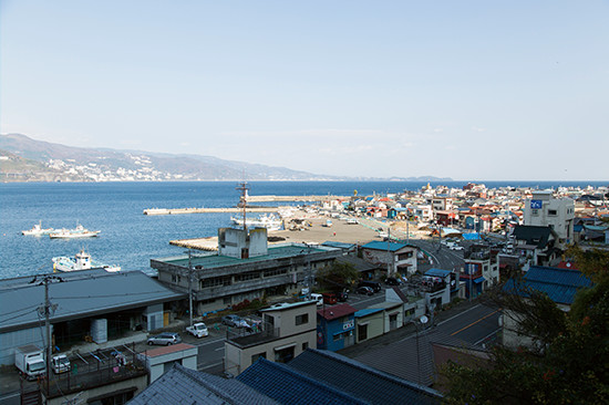 南からの外洋の波は陸地で防ぎ、東からの大風も地形によって守る網代漁港は自然の良港である