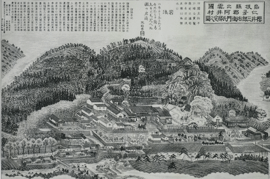 田能村直入によって描かれた櫻井家と内谷鍛冶場山内図
