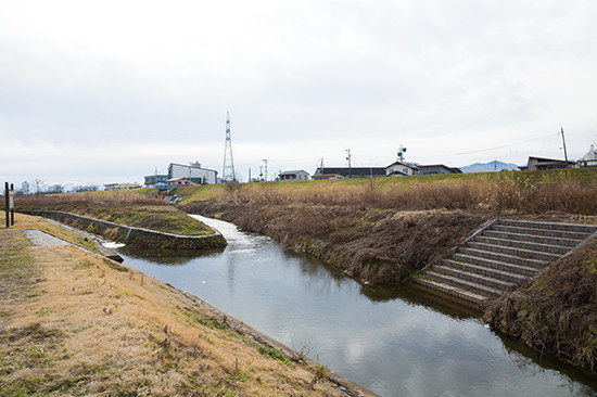 「宮舟場」の跡地。上杉氏が治める米沢藩の舟運基地として発展した