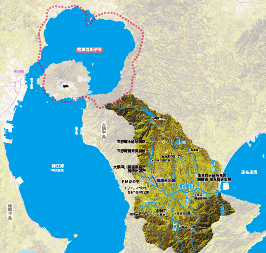 肝属川流域の地図