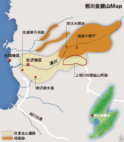 相川金銀山MAP
