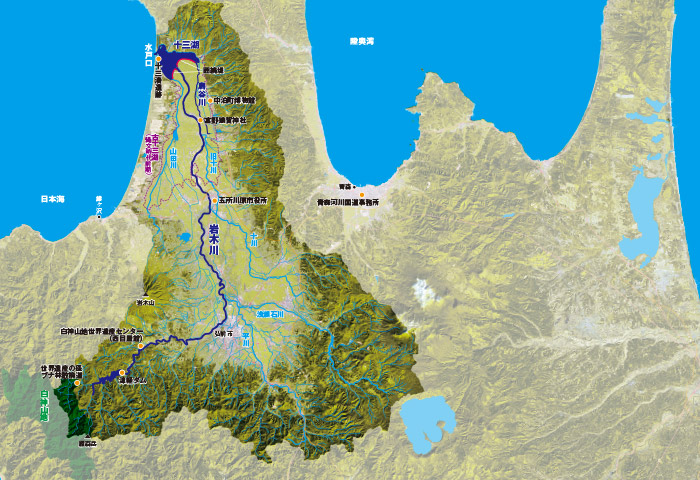 【岩木川流域の地図】