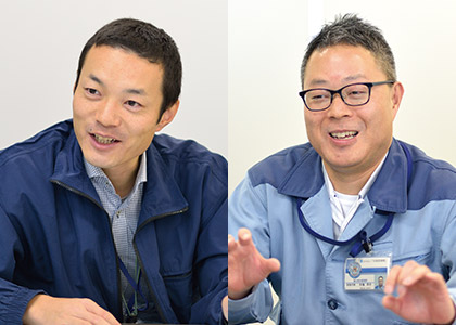 香川用水の重要性について語る水資源機構香川用水管理所の中島洋介さん（右）と四宮弘智さん（左）