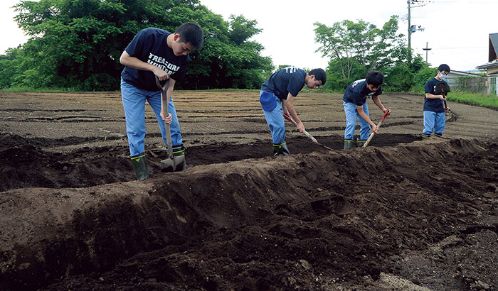 三和土を応用して土壌流出を抑えるための簡易堤防づくり