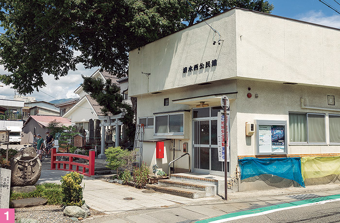 清水西町会の活動拠点となる公民館。槻井泉神社の隣にある