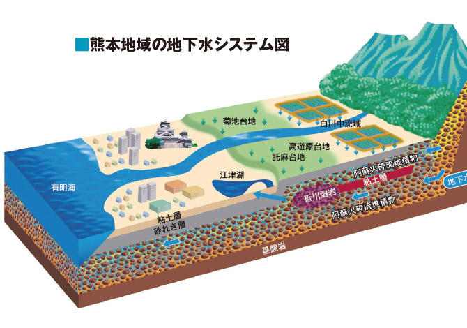 白川中流域は熊本地域の地下水にとって大きな涵養域となっている