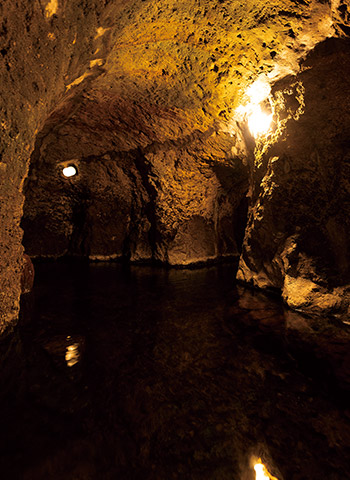 後藤哲也さんがノミをふるい、10年かけて完成させた「山の宿 新明館」の洞窟風呂