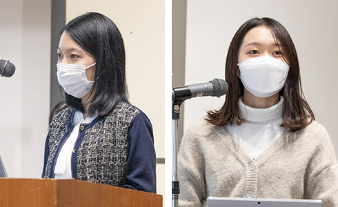 「地元住民チーム」発表者の山下友梨子さん（左）、平山凛子さん（右）