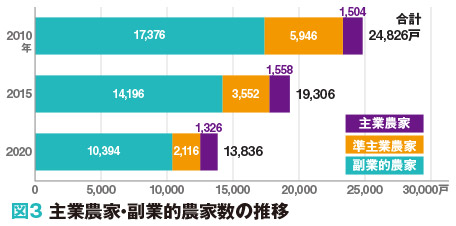 図3 主業農家・副業的農家数の推移