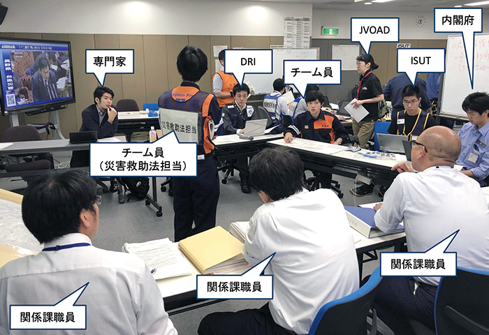 令和元年東日本台風（台風第19号）において見事な連携を見せた長野県災害対策本部の会議の様子