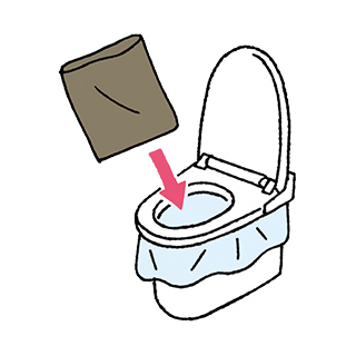 ［2］便座を下ろし、携帯トイレを取り付ける