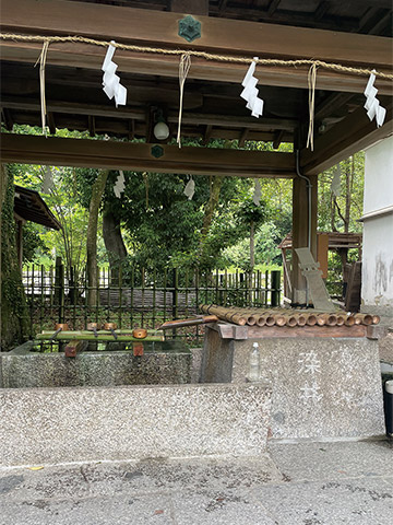梨木神社の境内にある「染井」。宮中御用の染所として、この染井の水が用いられたと伝わる