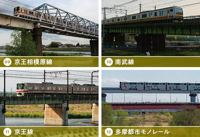 京王相模原線、南武線、京王線、多摩都市モノレール
