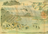 雨に寄り添う傘