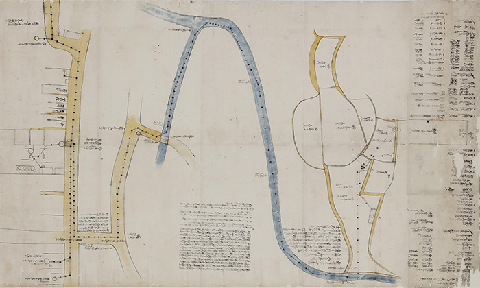 『嘉永期建設の水道の模式図』（招鶴亭文庫蔵）