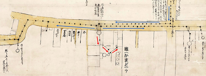 『嘉永期建設の水道の模式図（部分）』（招鶴亭文庫蔵）