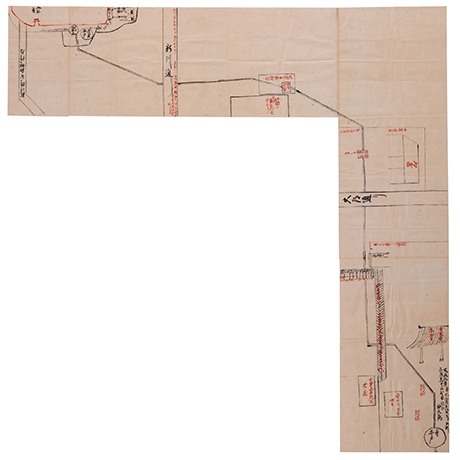 1819年（文政4）の半田水道（『中埜家文書』招鶴亭文庫蔵 ※合成）