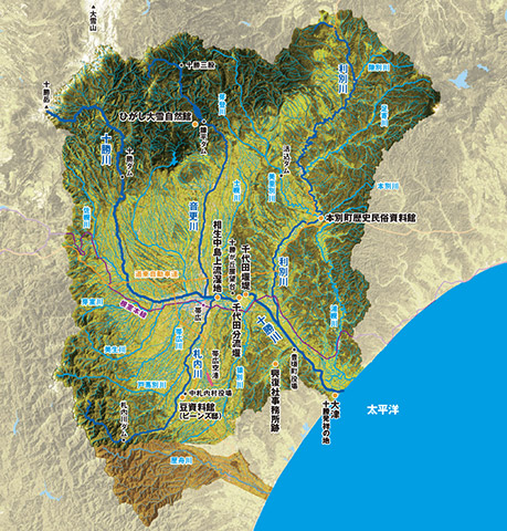 【十勝川流域の地図】