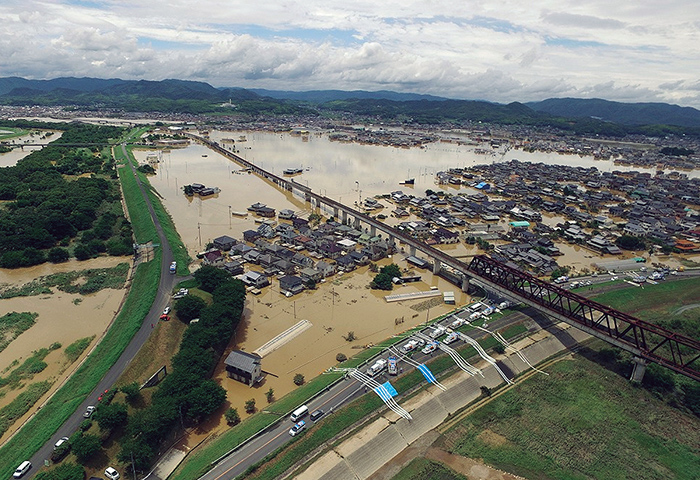 平成30年7月豪雨による被害 破堤浸水（岡山県倉敷市真備町）